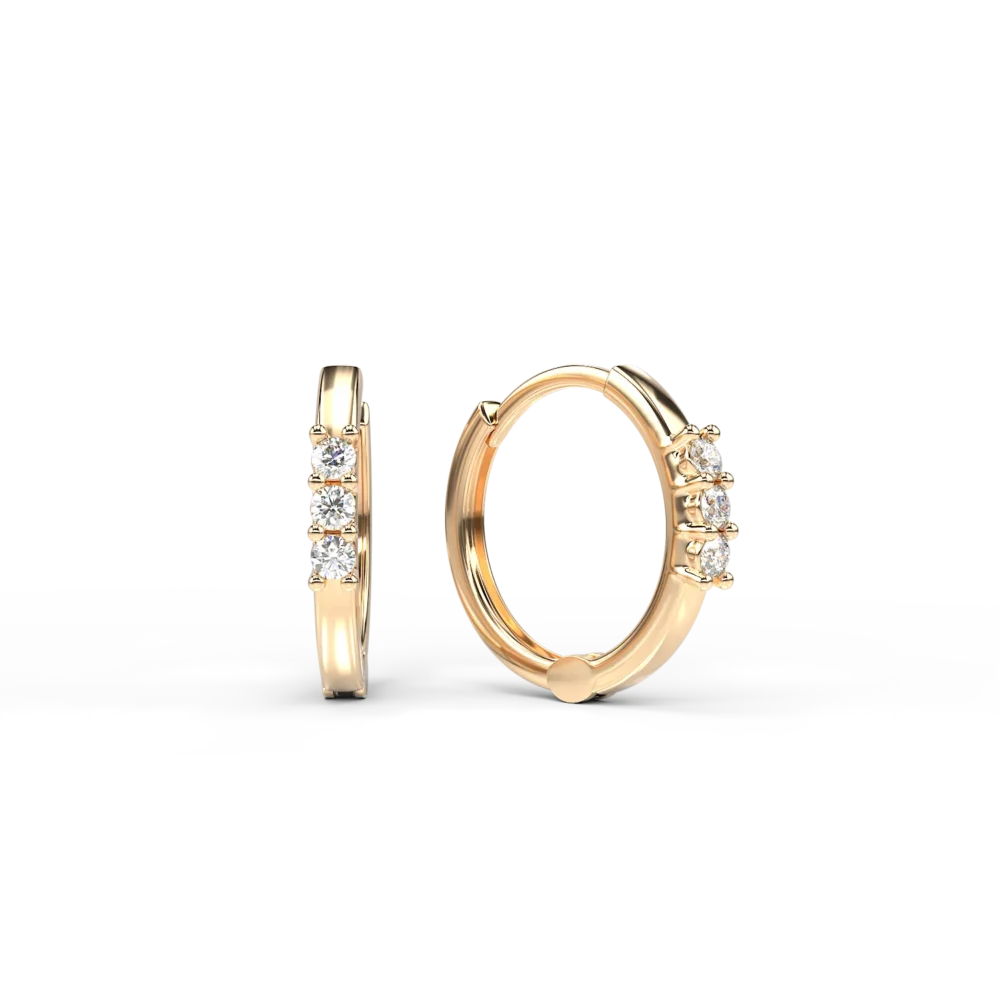 Cercei pentru copii din aur galben cu diamante de 0.05ct