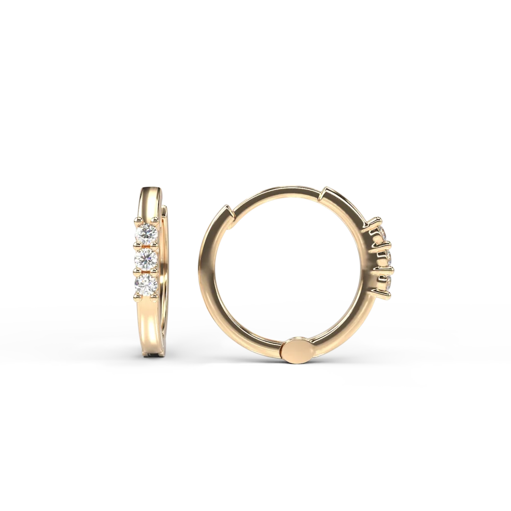 Cercei pentru copii din aur galben cu diamante de 0.05ct - imagine 3