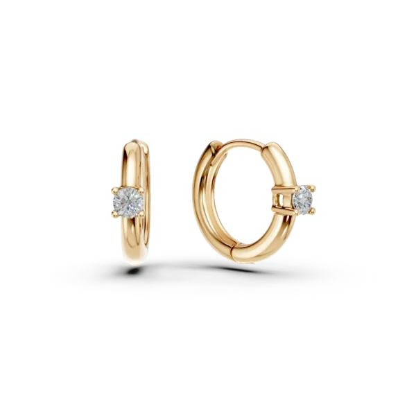 Cercei pentru copii din aur galben cu diamante de 0.09ct