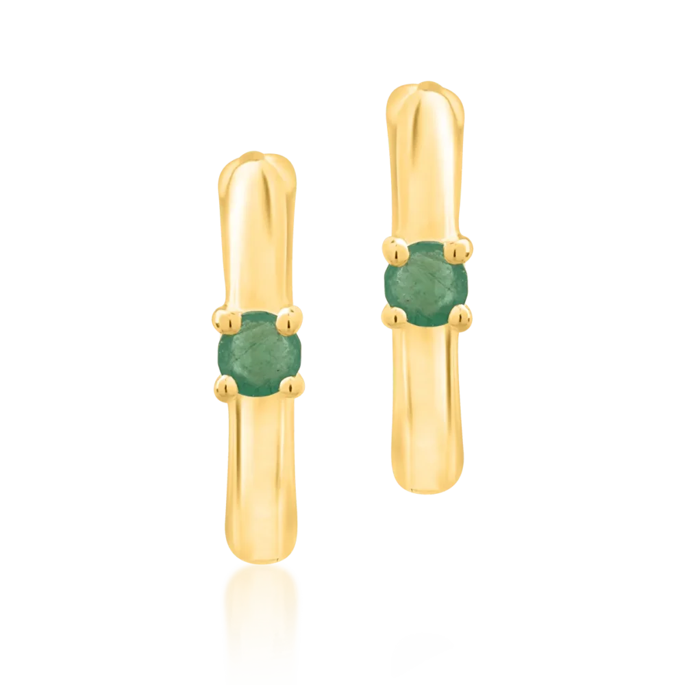 Cercei pentru copii din aur galben cu smaralde de 0.09ct - imagine 2