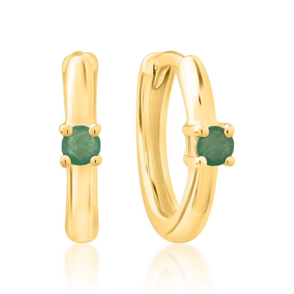 Cercei pentru copii din aur galben cu smaralde de 0.09ct