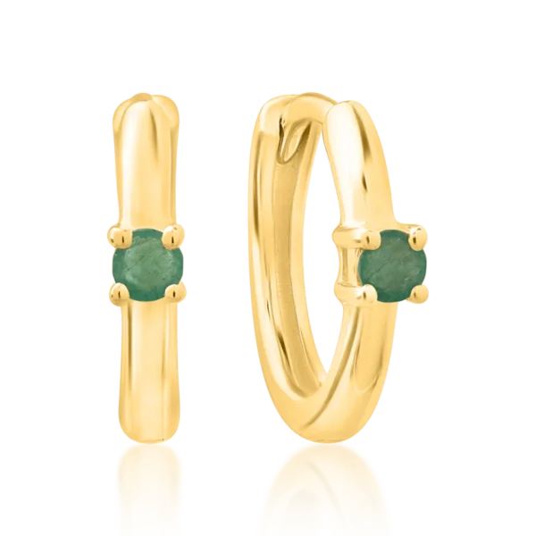 Cercei pentru copii din aur galben cu smaralde de 0.09ct