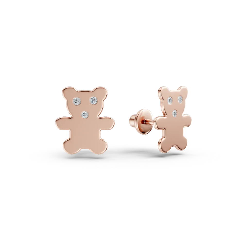 Cercei pentru copii din aur roz