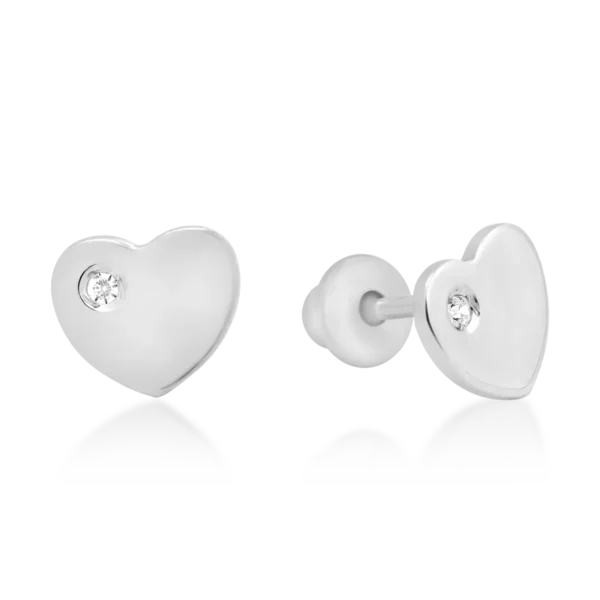 Cercei pentru copii inimioare din aur alb
