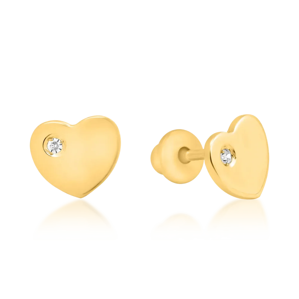Cercei pentru copii inimioare din aur galben