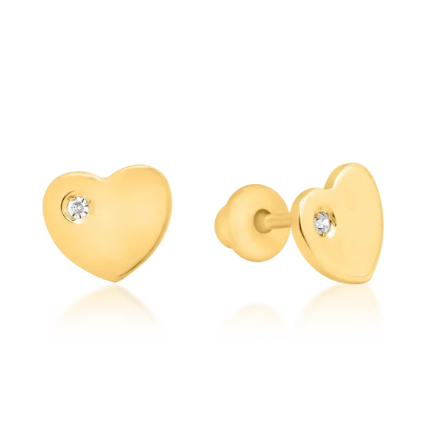 Cercei pentru copii inimioare din aur galben