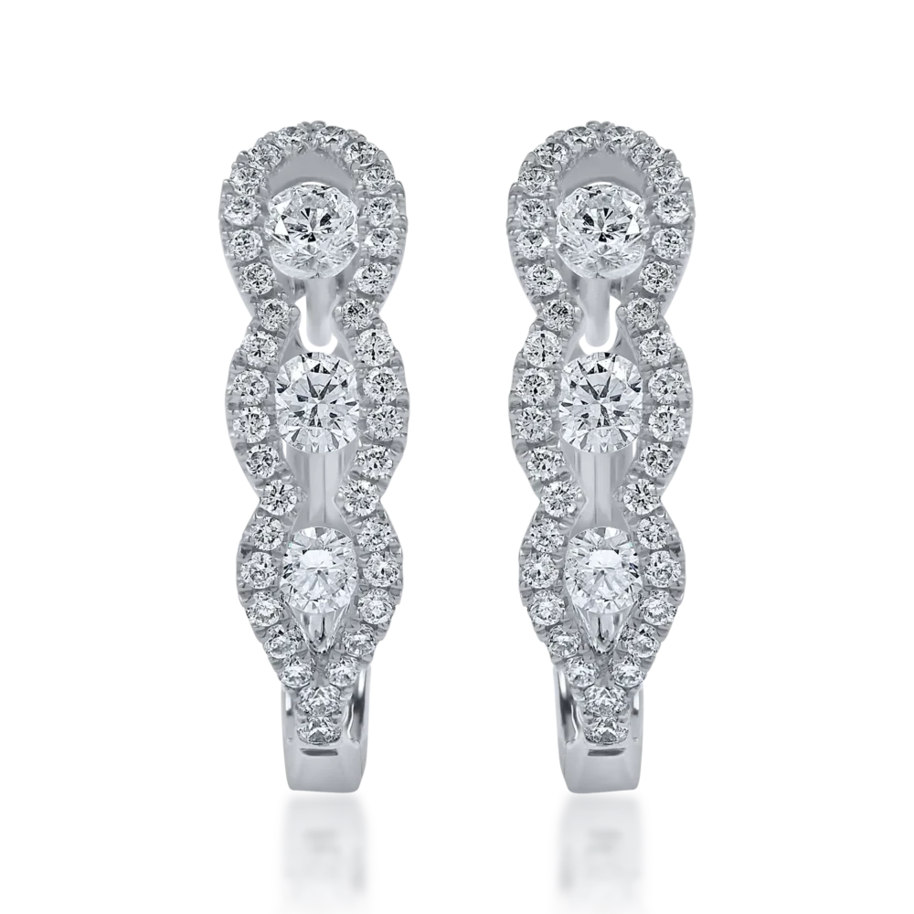 Cercei rotunzi din aur alb cu diamante de 0.48ct - imagine 2