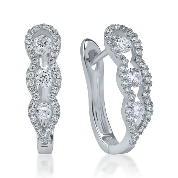 Cercei rotunzi din aur alb cu diamante de 0.48ct