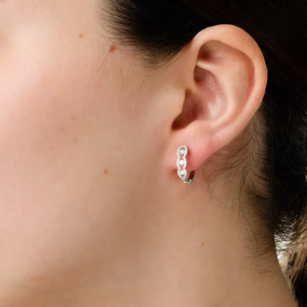 Cercei rotunzi din aur alb cu diamante de 0.48ct - imagine 3