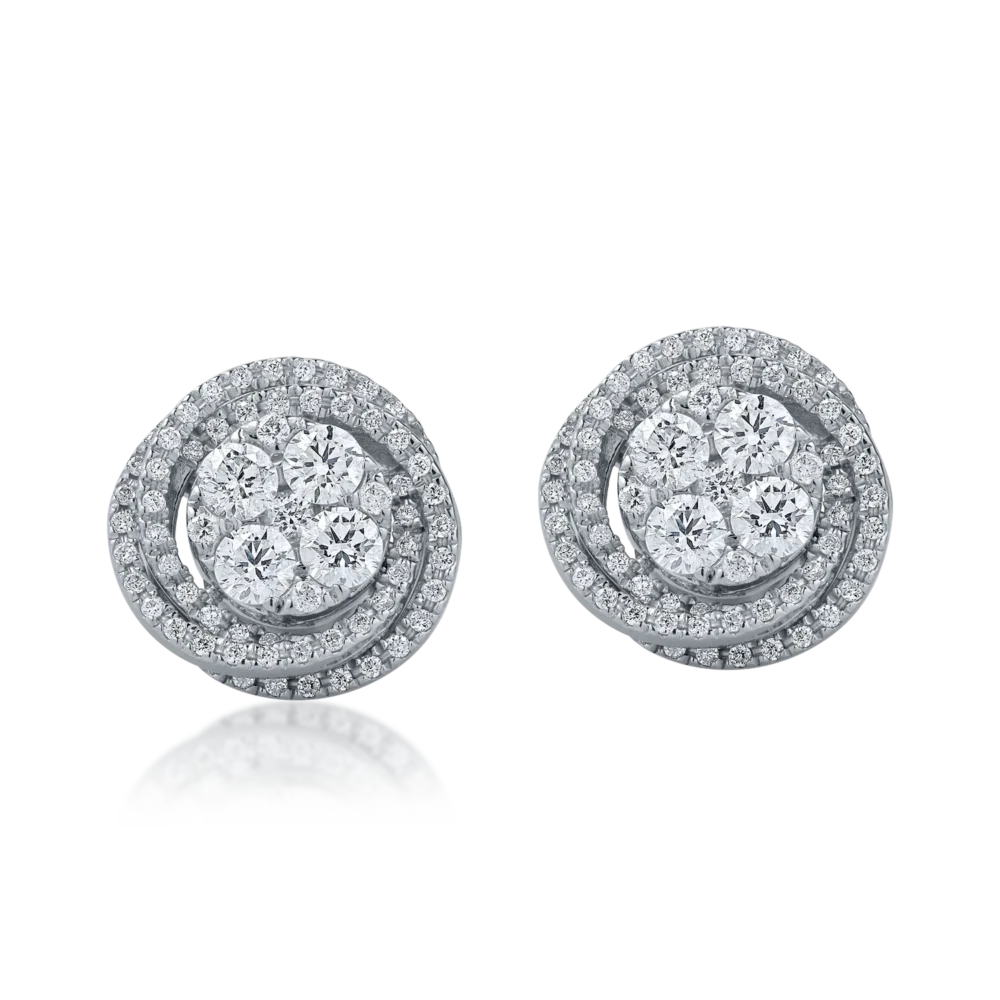 Cercei rotunzi din aur alb cu diamante de 1.16ct - imagine 2
