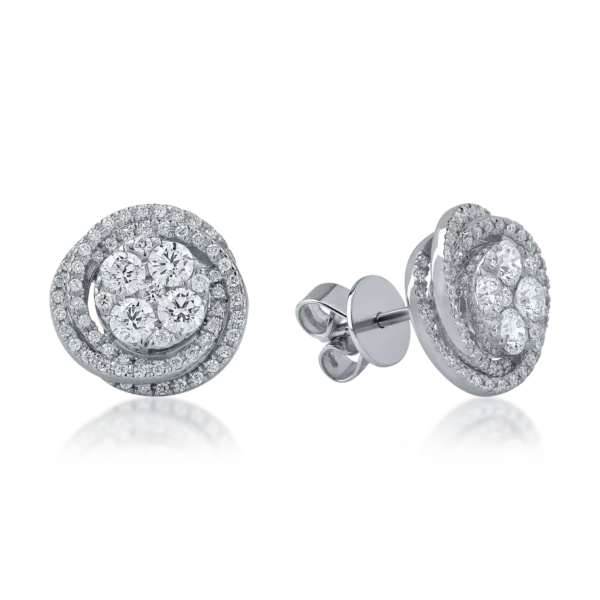 Cercei rotunzi din aur alb cu diamante de 1.16ct