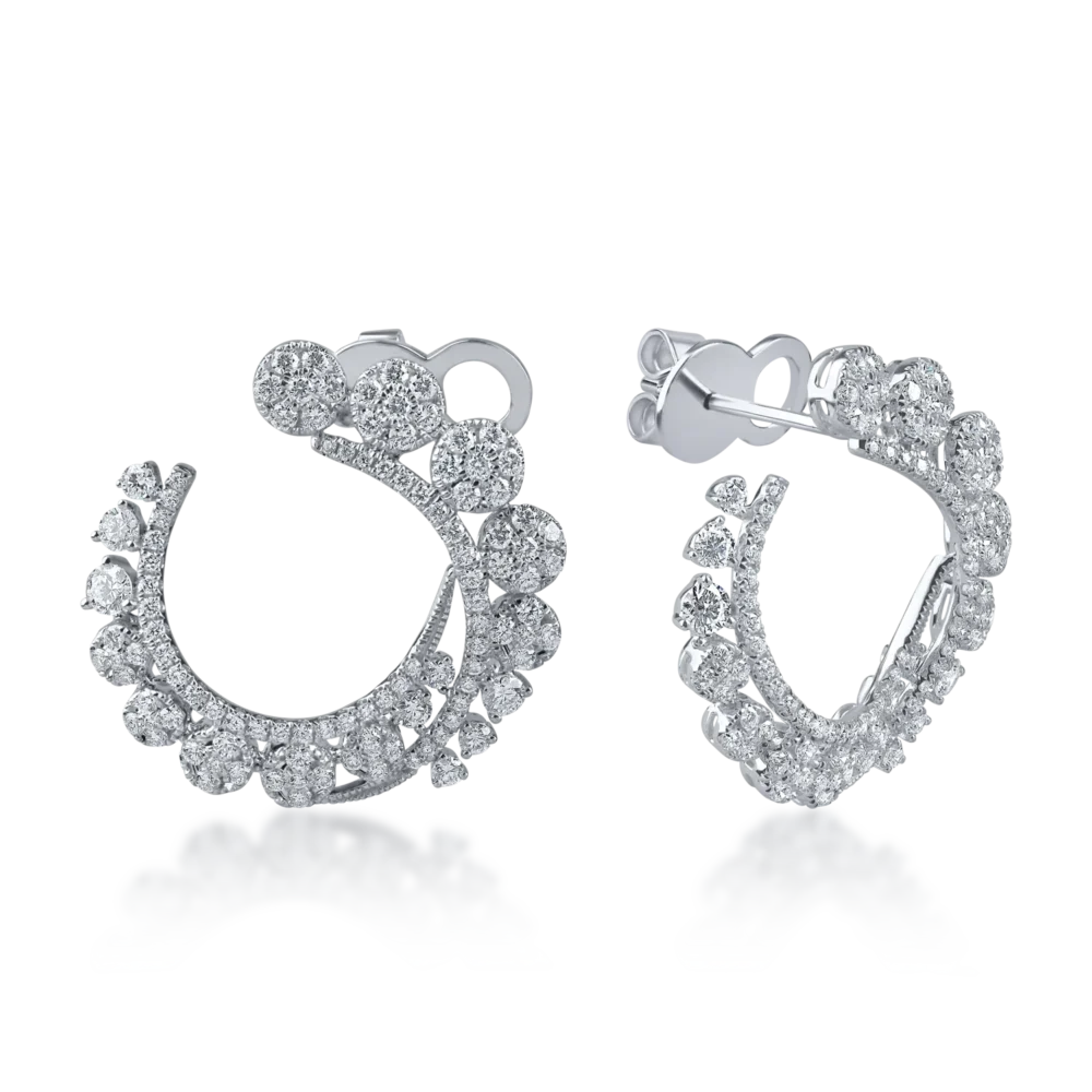 Cercei rotunzi din aur alb cu diamante de 1.7ct