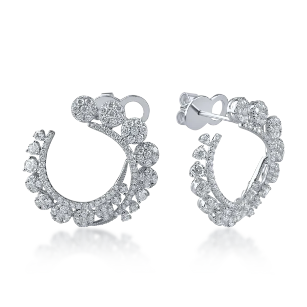 Cercei rotunzi din aur alb cu diamante de 1.7ct