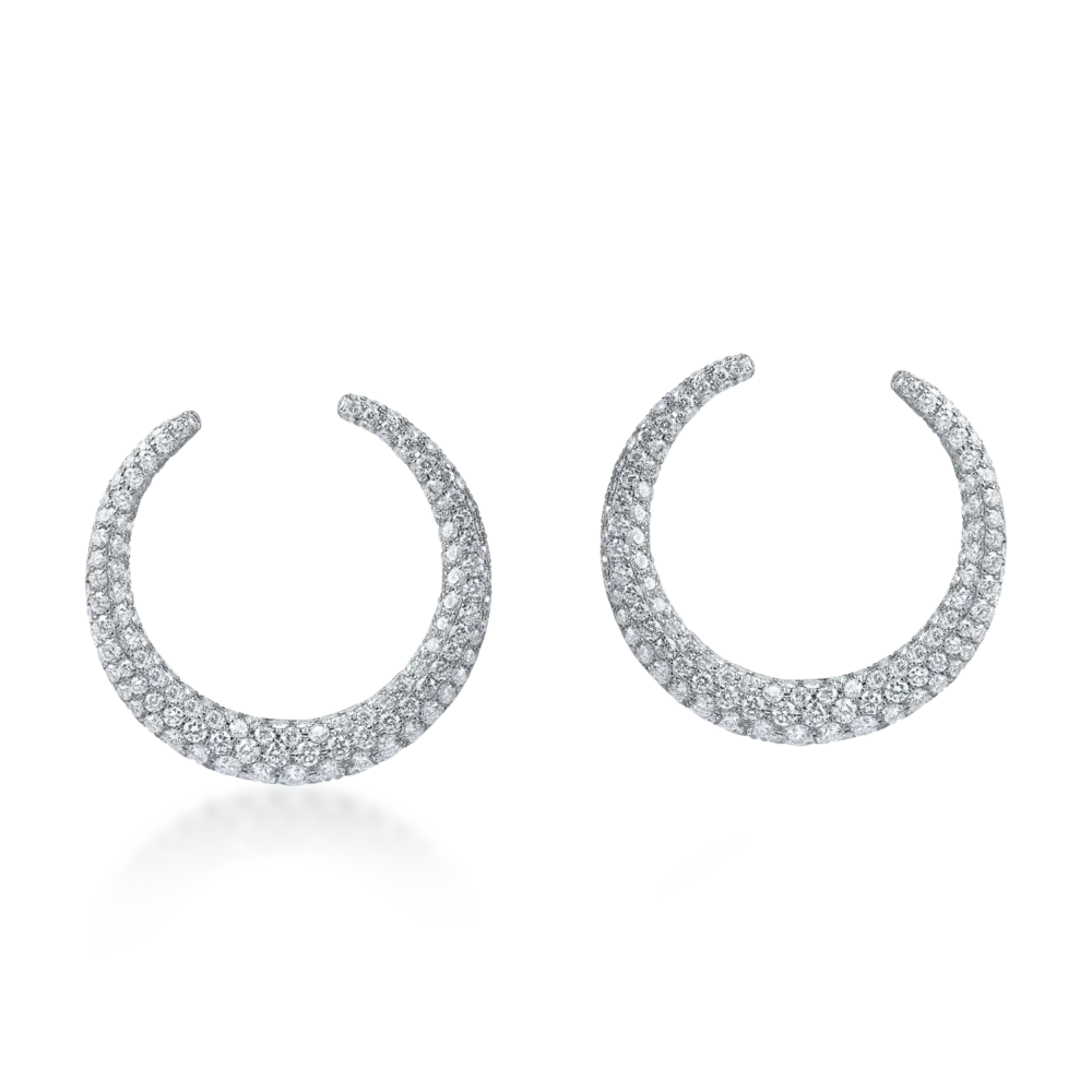 Cercei rotunzi din aur alb cu diamante de 3.35ct - imagine 2