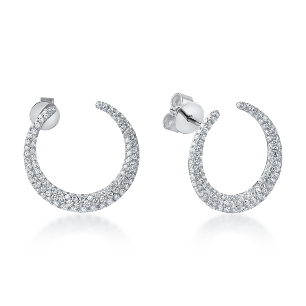 Cercei rotunzi din aur alb cu diamante de 3.35ct