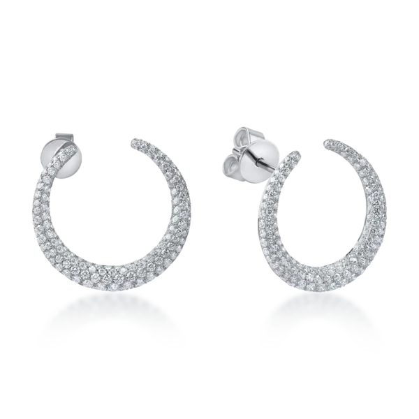 Cercei rotunzi din aur alb cu diamante de 3.35ct