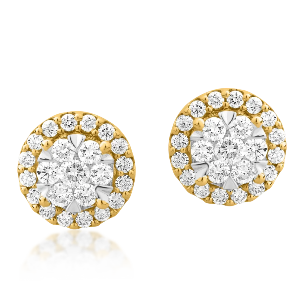 Cercei rotunzi din aur galben cu diamante de 0.5ct - imagine 2