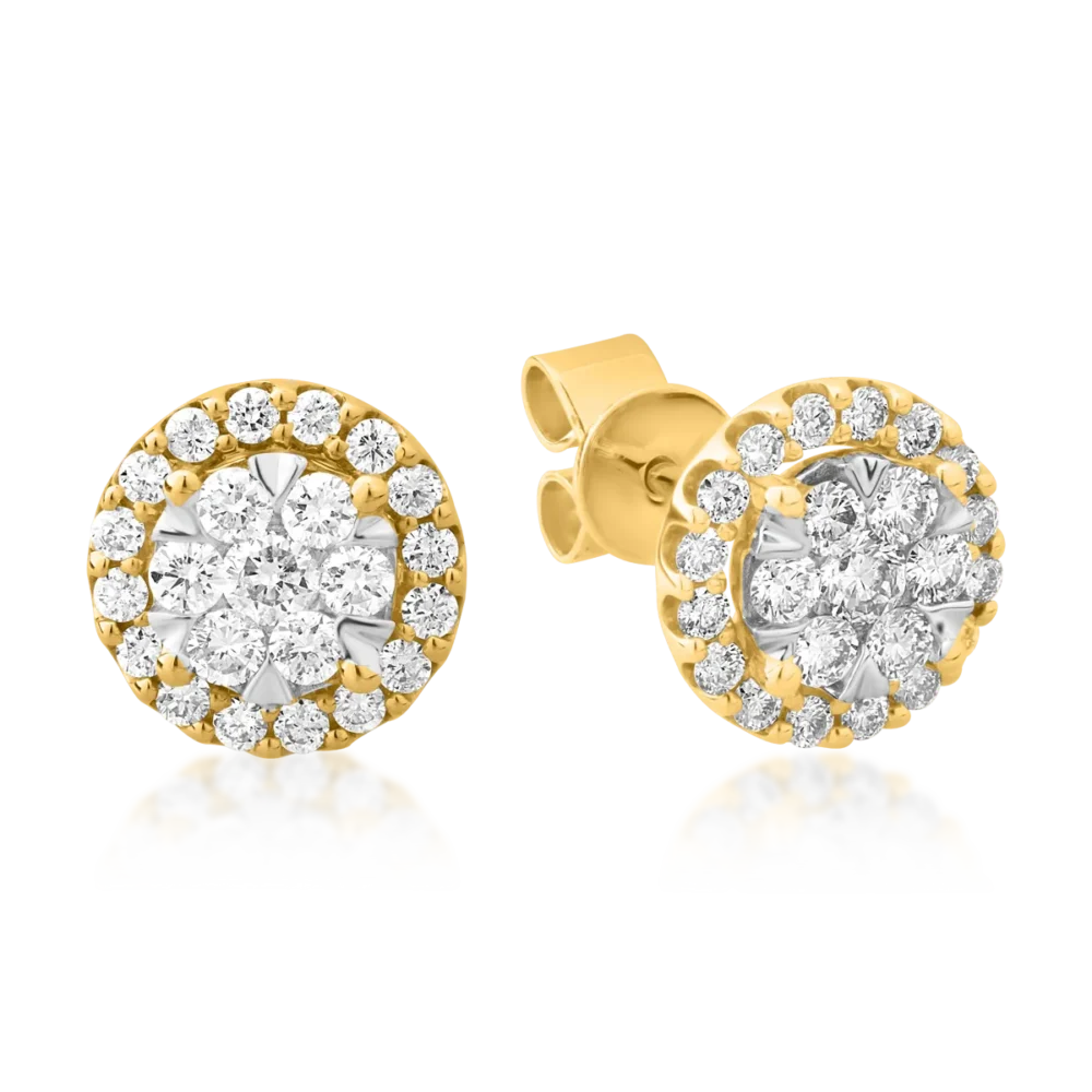 Cercei rotunzi din aur galben cu diamante de 0.5ct