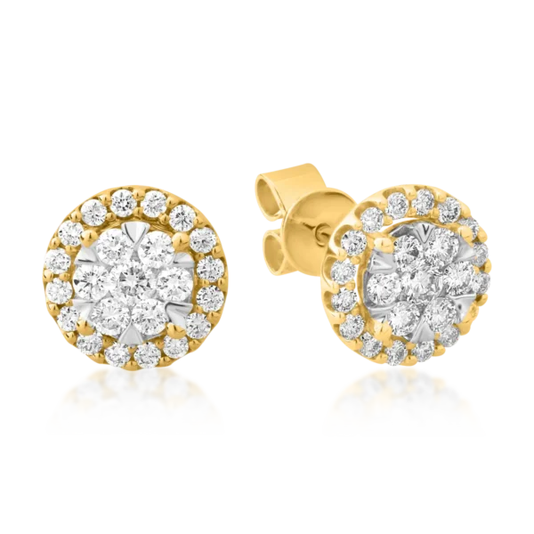 Cercei rotunzi din aur galben cu diamante de 0.5ct