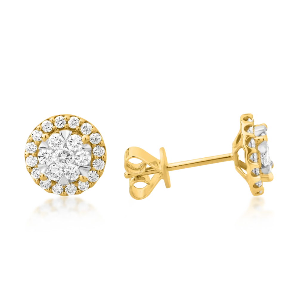 Cercei rotunzi din aur galben cu diamante de 0.5ct - imagine 3