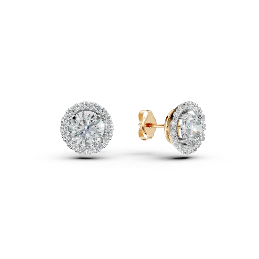 Cercei rotunzi din aur galben cu diamante de 1.8ct create in laborator