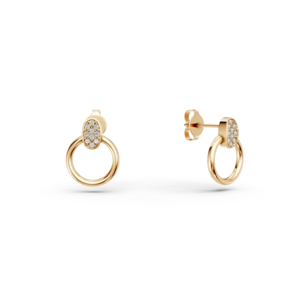 Cercei rotunzi din aur galben cu zirconii