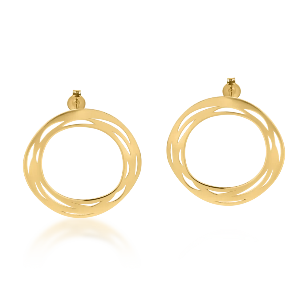 Cercei rotunzi din aur galben - imagine 2