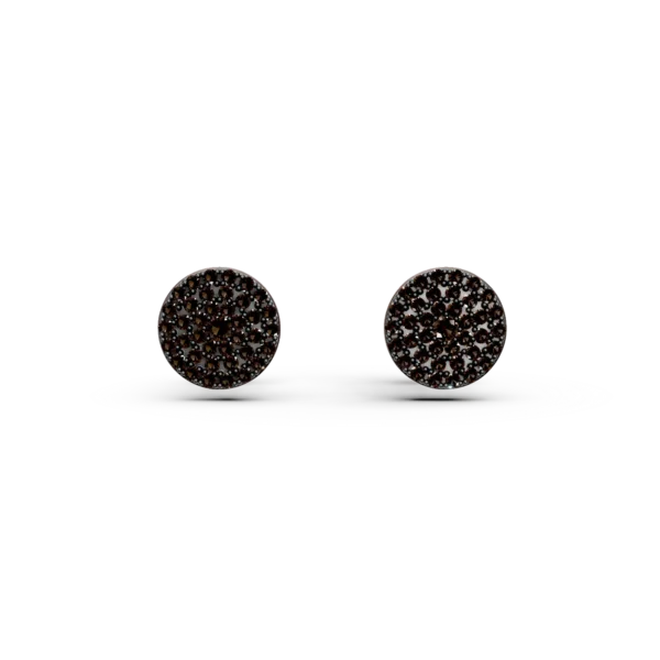 Cercei rotunzi din aur roz cu diamante microsetting maro de 0.4ct