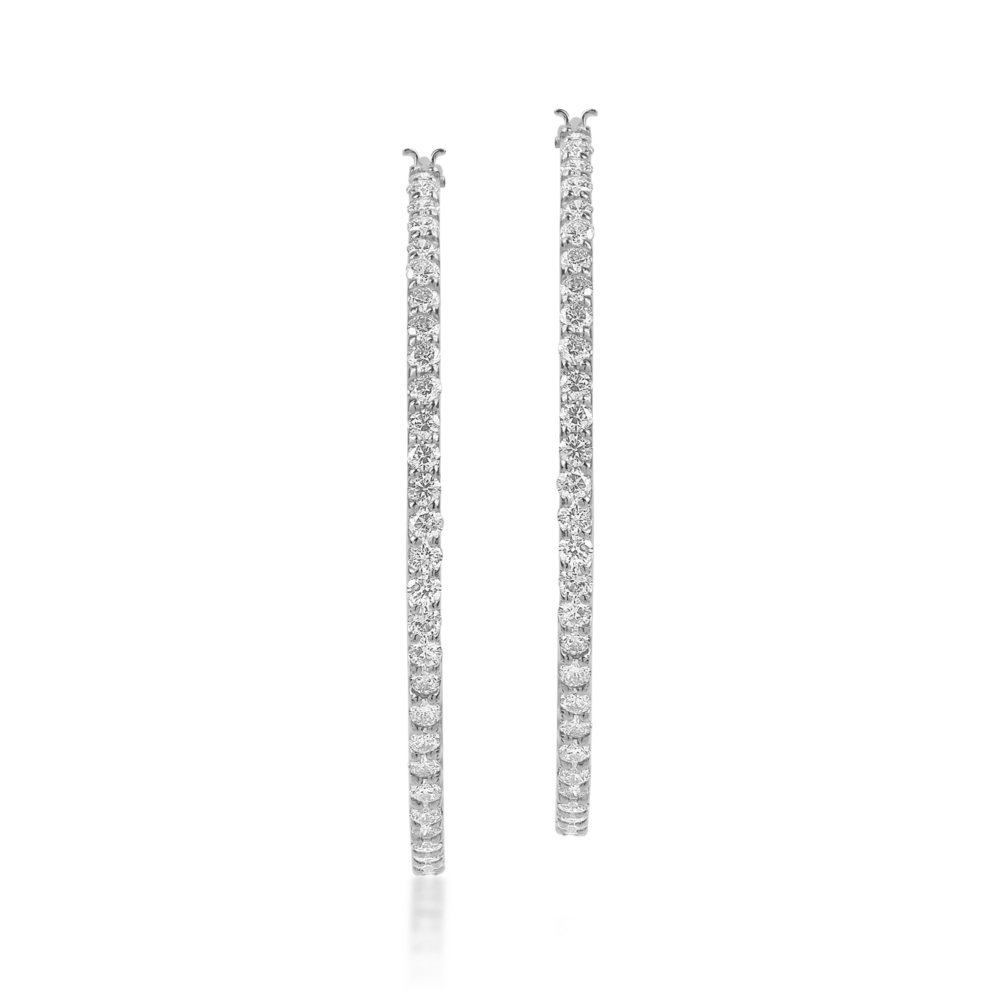 Cercei rotunzi din platina cu diamante de 2ct - imagine 2