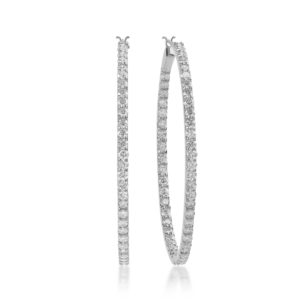 Cercei rotunzi din platina cu diamante de 2ct