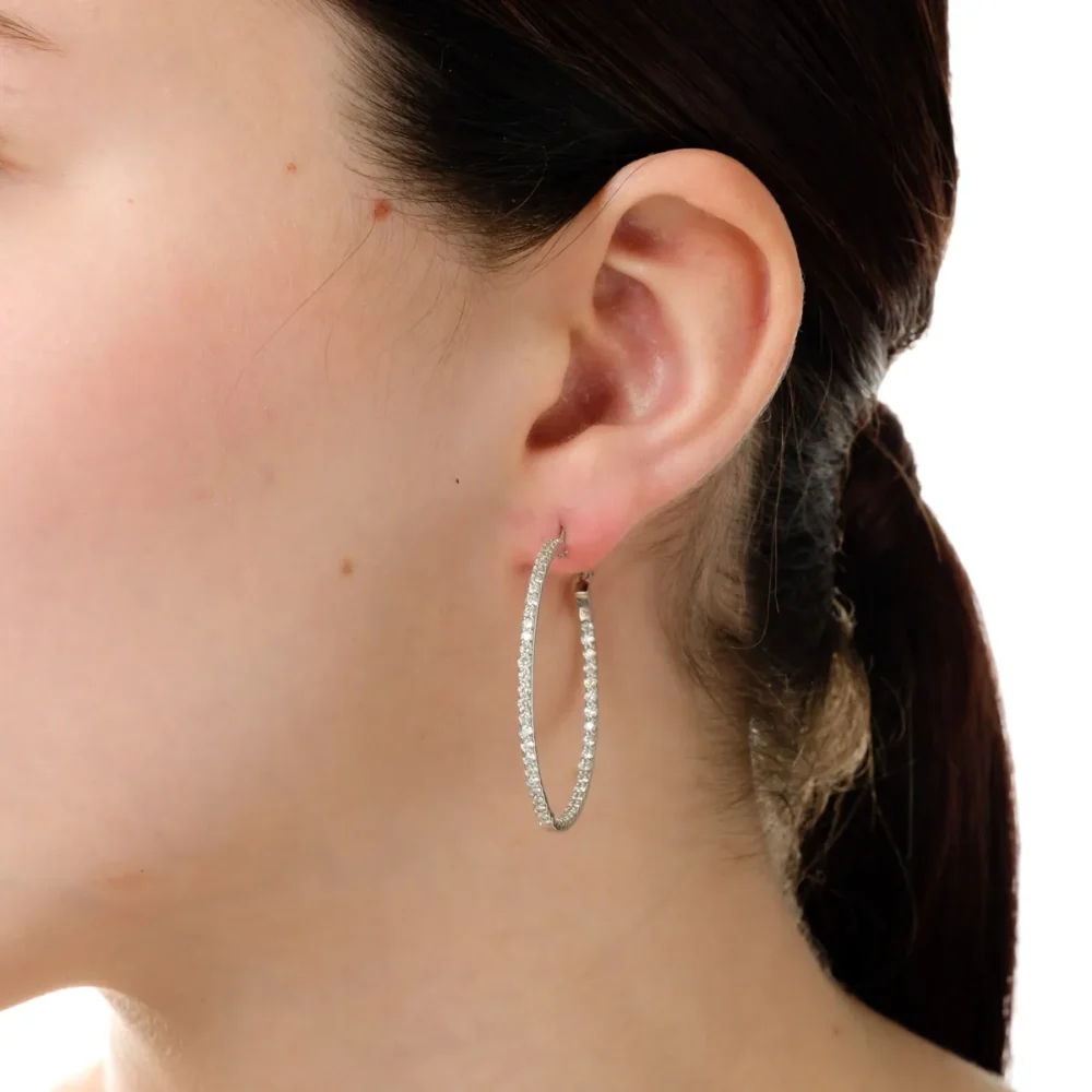 Cercei rotunzi din platina cu diamante de 2ct - imagine 3