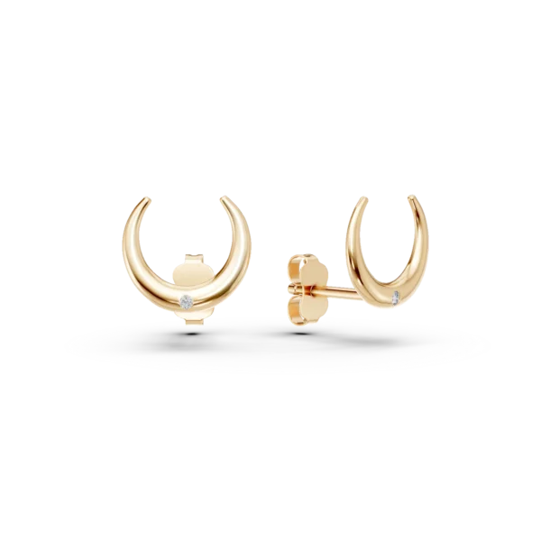 Cercei semiluna din aur galben cu zirconii