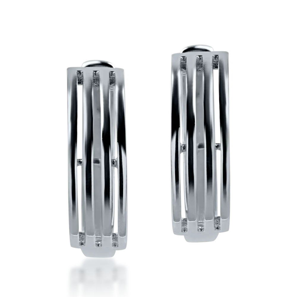 Cercei simetrici din aur alb - imagine 2