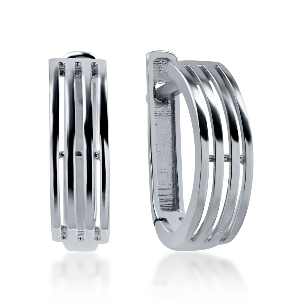 Cercei simetrici din aur alb