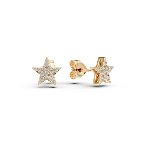 Cercei stea din aur galben cu diamante de 0.15ct