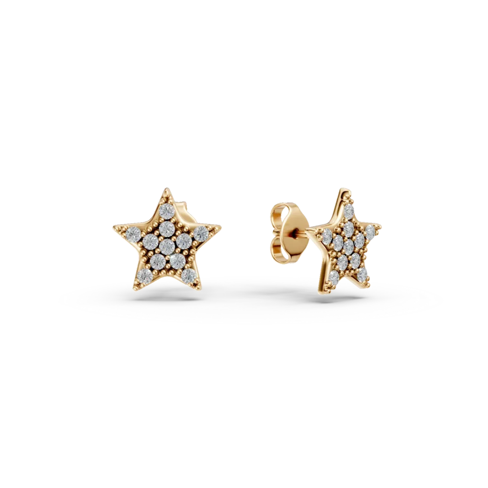 Cercei stea din aur galben