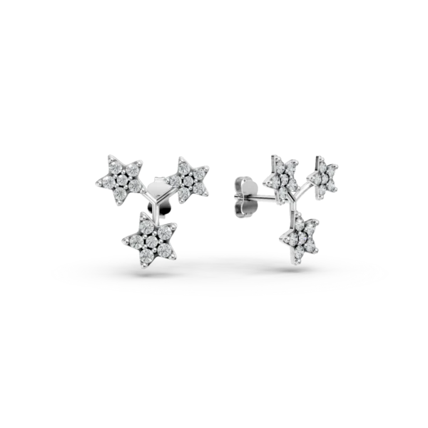 Cercei stele din aur alb cu zirconii