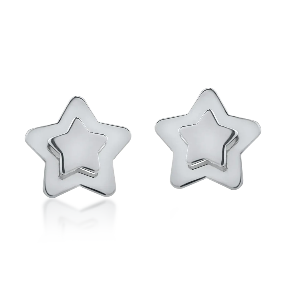 Cercei stelute din aur alb - imagine 2