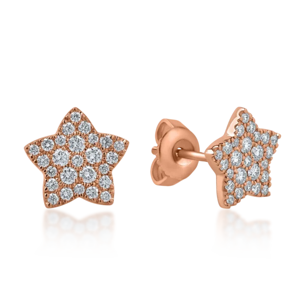 Cercei stelute din aur roz cu diamante de 0.44ct