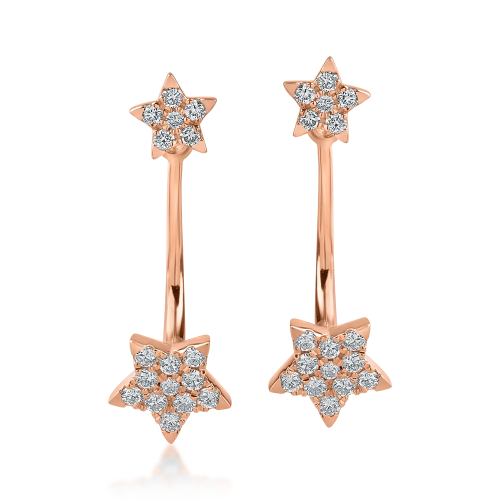 Cercei stelute on ear din aur roz cu diamante de 0.34ct - imagine 2