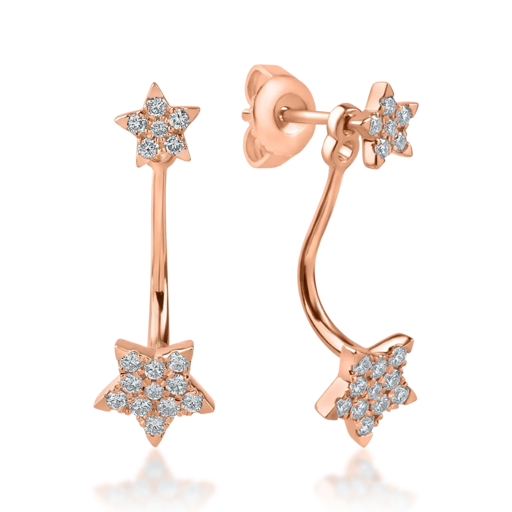 Cercei stelute on ear din aur roz cu diamante de 0.34ct