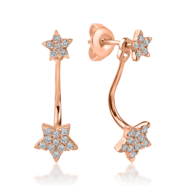 Cercei stelute on ear din aur roz cu diamante de 0.34ct