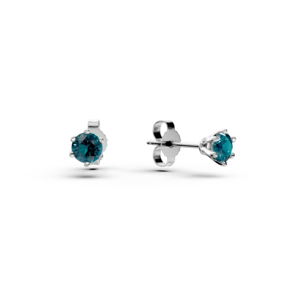 Cercei stud din aur alb cu diamante albastre de 0.5ct