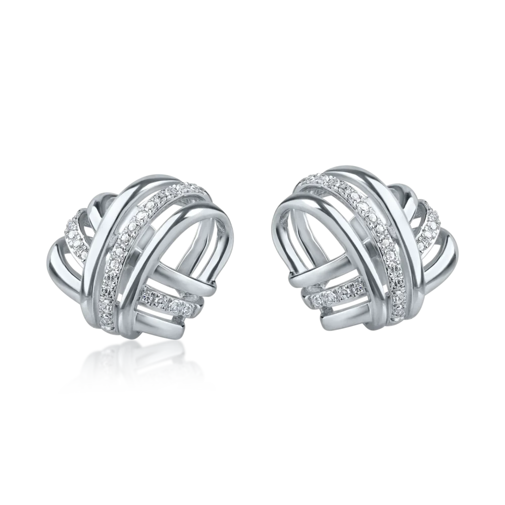 Cercei stud din aur alb cu diamante de 0.127ct - imagine 2