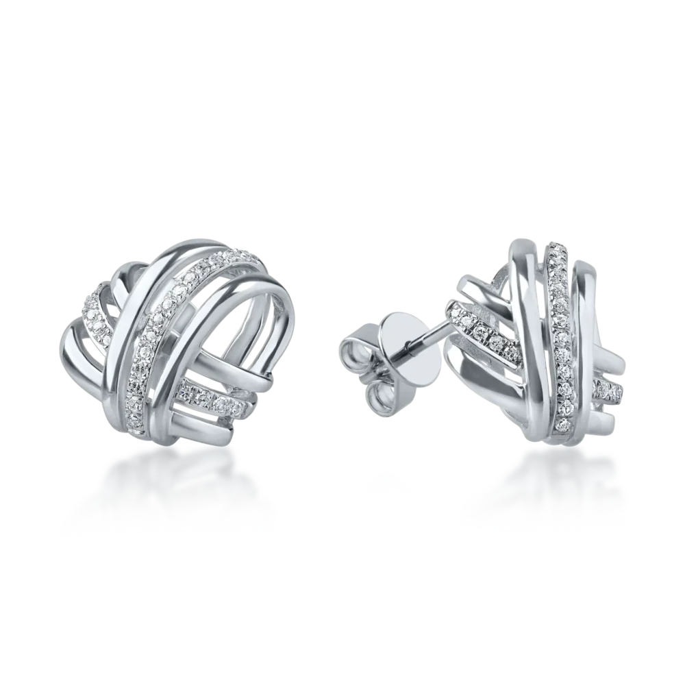 Cercei stud din aur alb cu diamante de 0.127ct