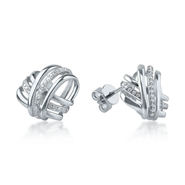 Cercei stud din aur alb cu diamante de 0.127ct