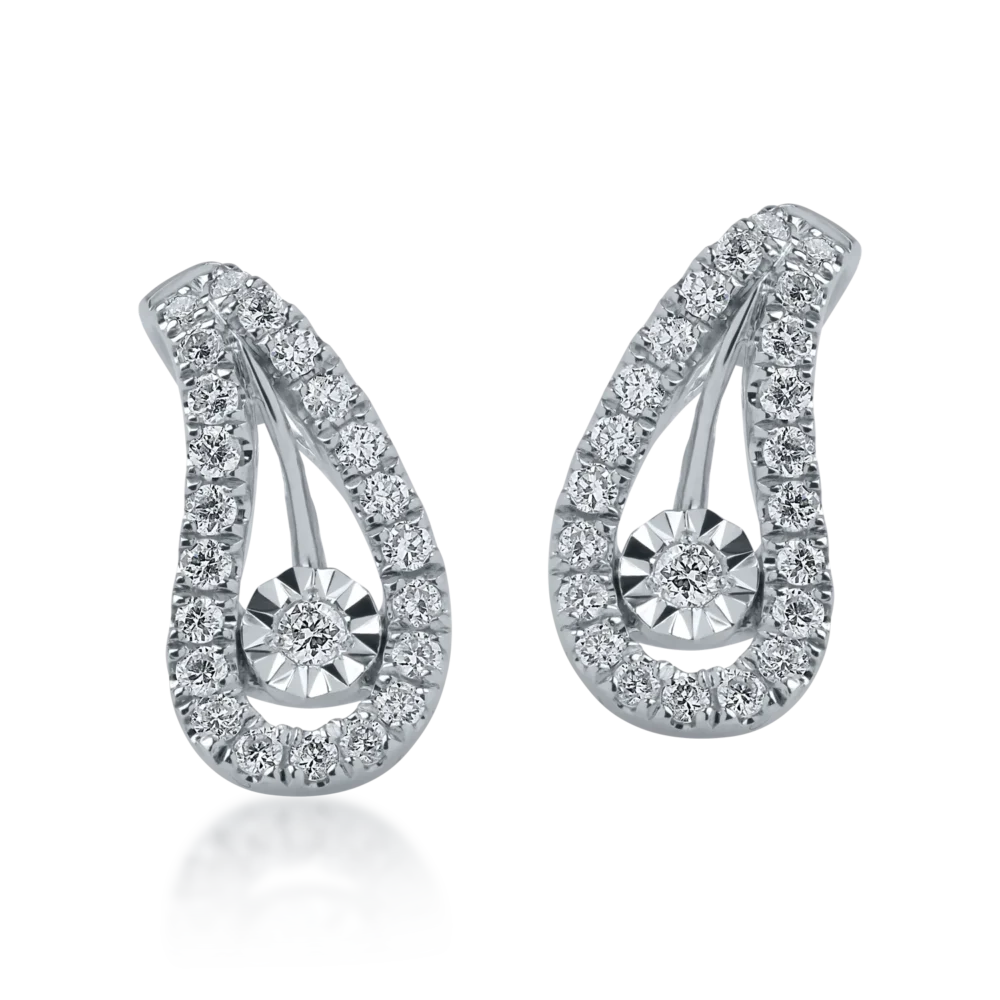Cercei stud din aur alb cu diamante de 0.18ct - imagine 2