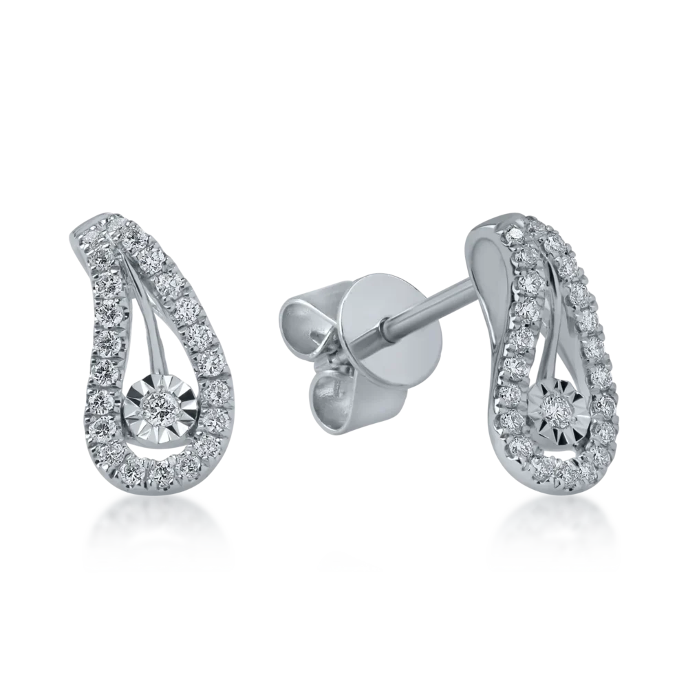 Cercei stud din aur alb cu diamante de 0.18ct