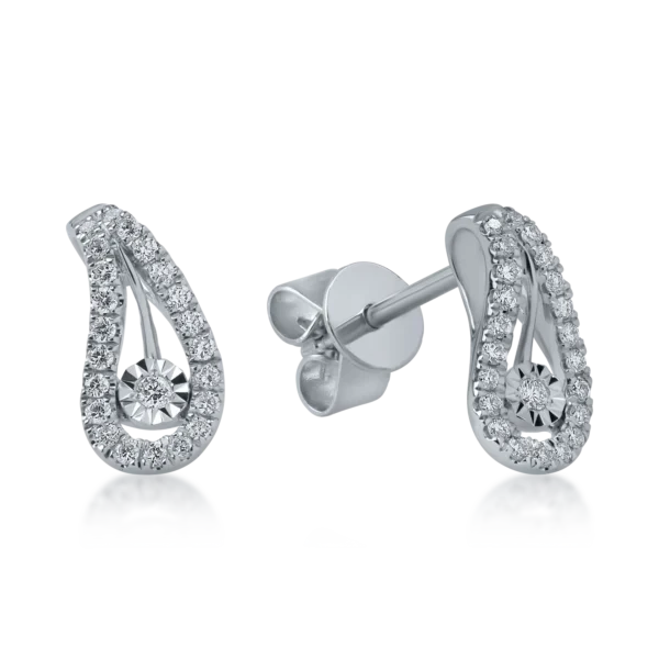 Cercei stud din aur alb cu diamante de 0.18ct