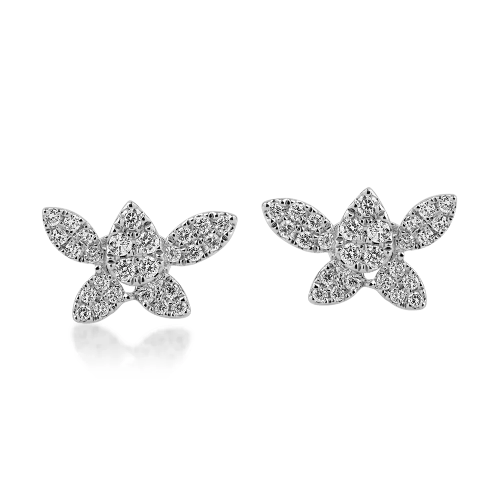 Cercei stud din aur alb cu diamante de 0.31ct - imagine 2